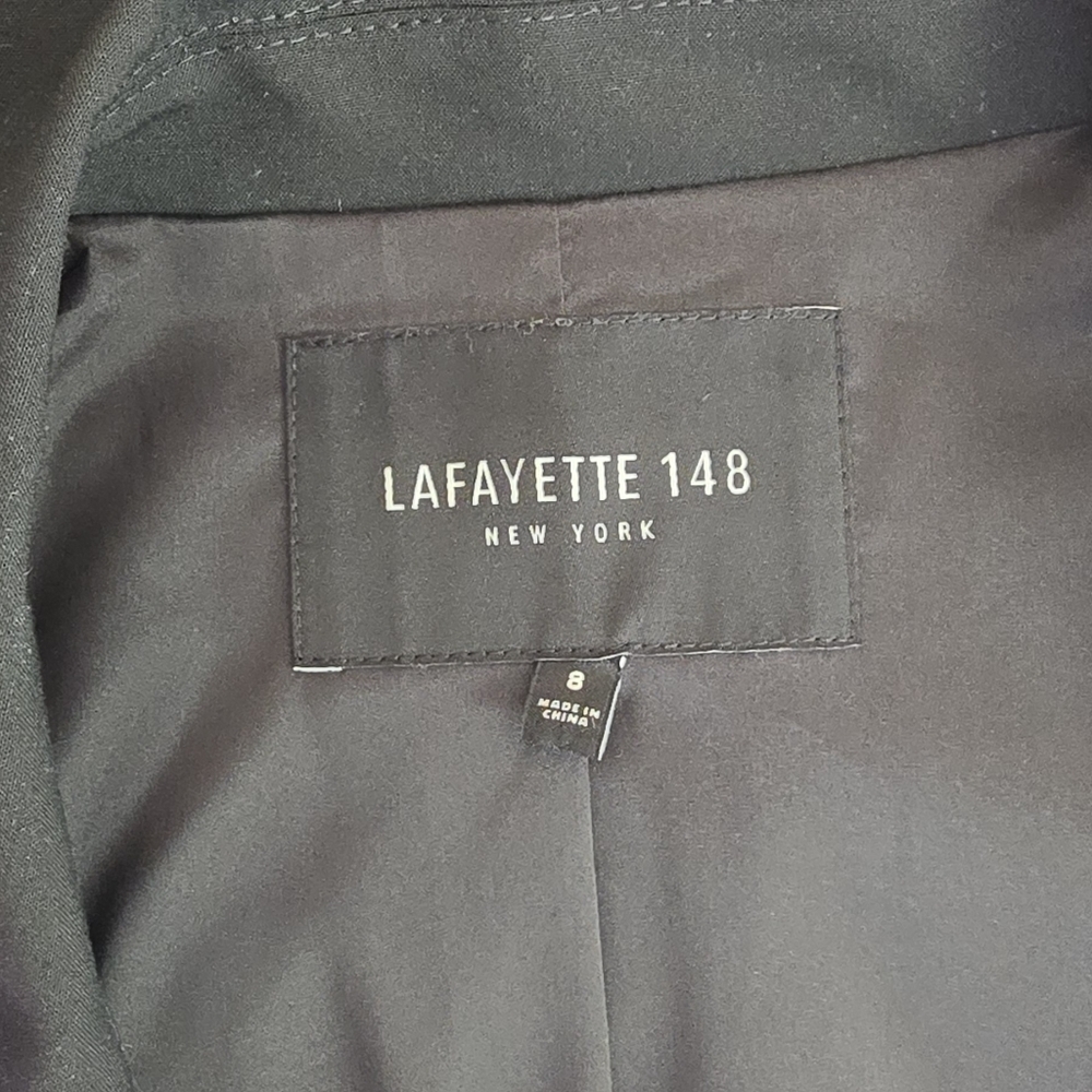 Lafayette 148 women 8 wool collared one button closer blazer black career office - Picture 8 of 8